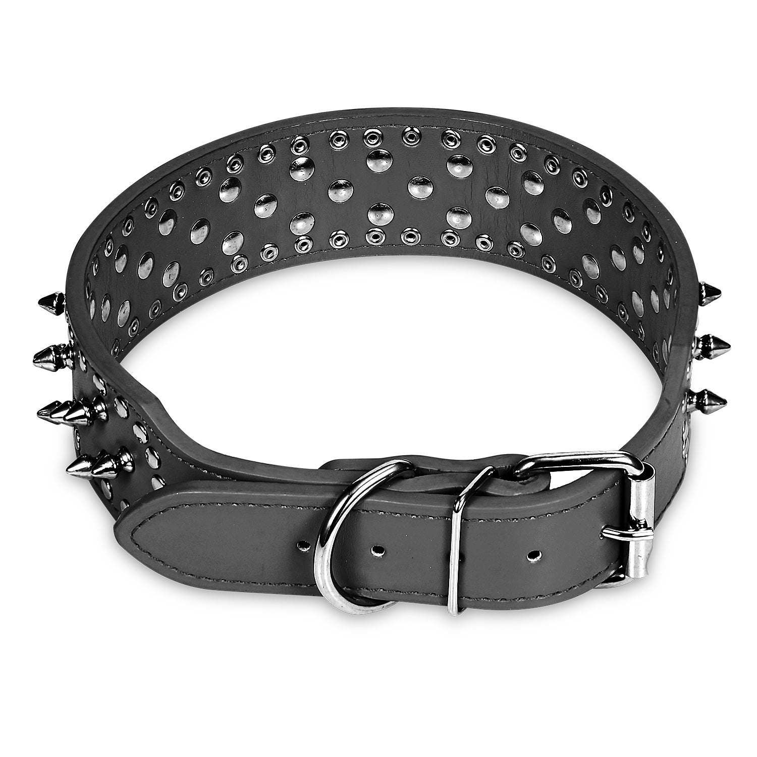 Dog Leather Collar Spiked Studded Pet Dog Collar Adjustable Neck Pitbull Mastiff Collar