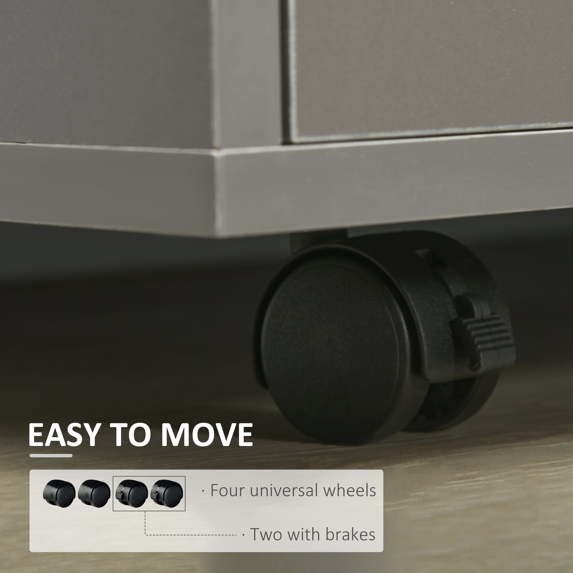 HOMCOM File Cabinet: 3 Drawers, Printer Stand, Open Shelves, Rolling Wheels, Grey, Office Storage