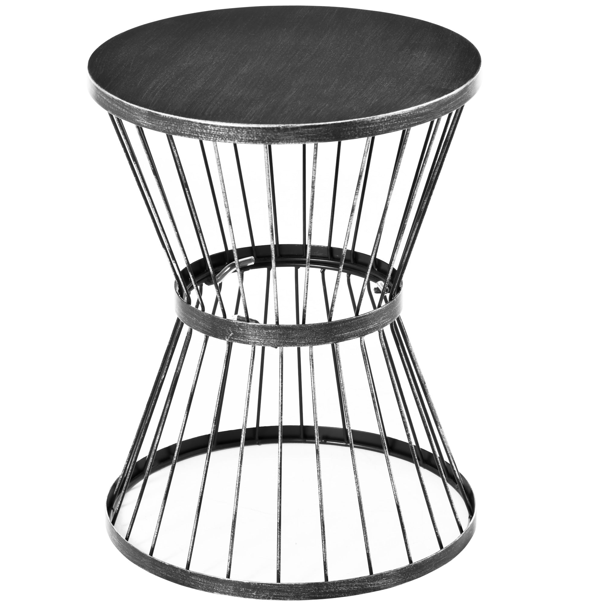 Outsunny Steel Patio Side Table 16" Garden End Table Hourglass Design Accent Furniture for Outdoor Indoor Black