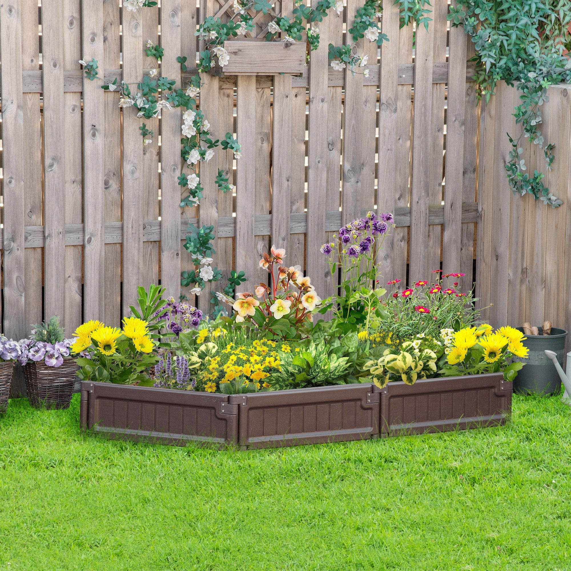 Outsunny 25"x8" Raised Garden Planter: Above Ground Box for Flowers, Herbs, Veggies, Outdoor