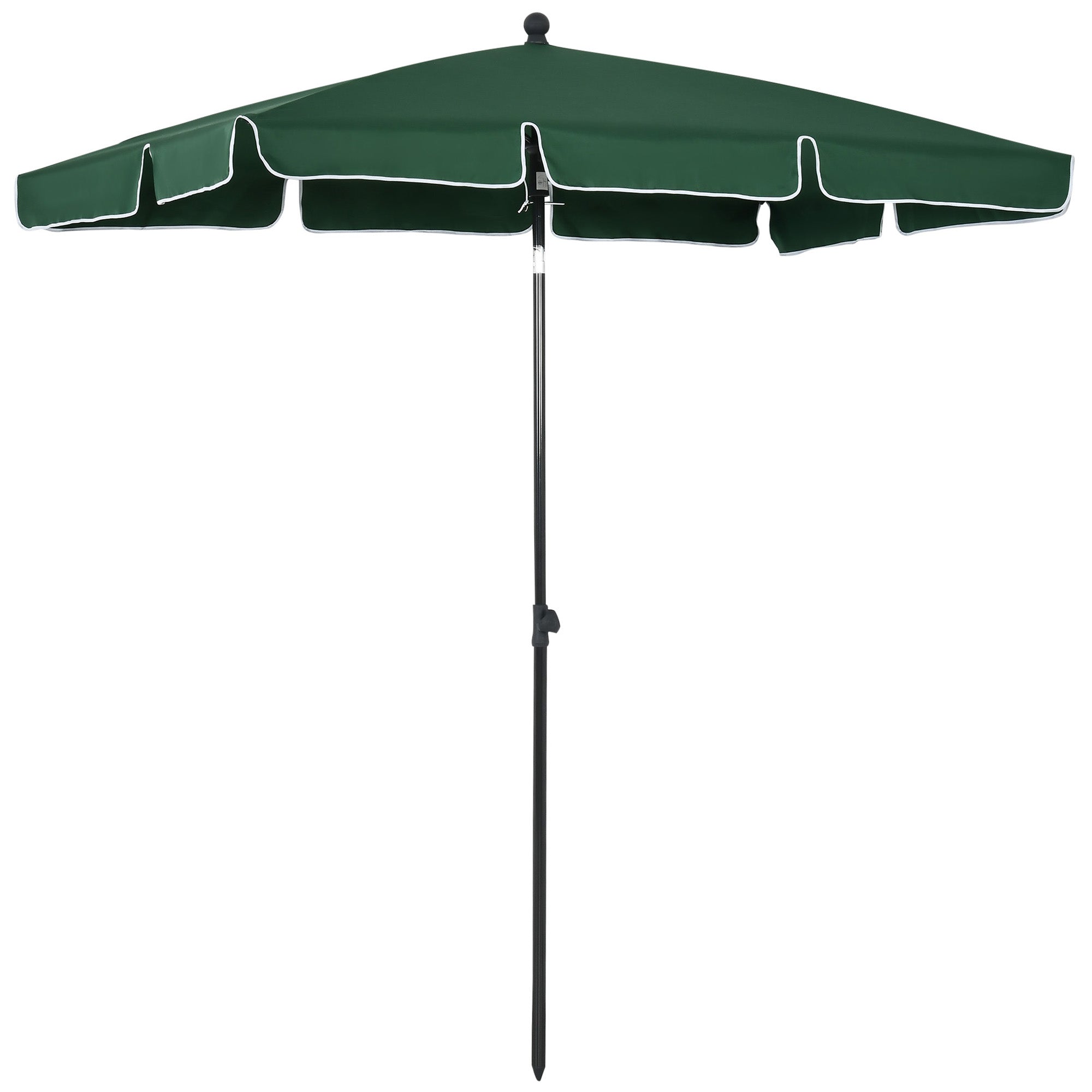 Outsunny 6.5x4ft Rectangle Patio Umbrella Aluminum Tilt Adjustable Sun Shade for Garden Outdoor Green