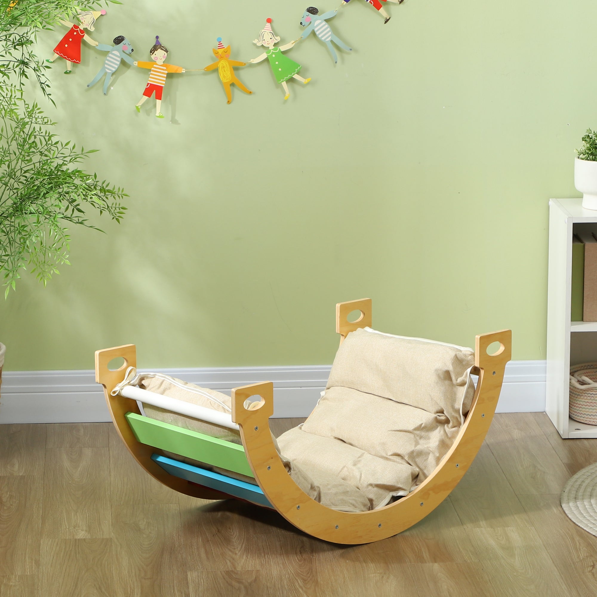 Qaba 3 in 1 Wooden Climbing Toy for Toddlers with Cushion Pad