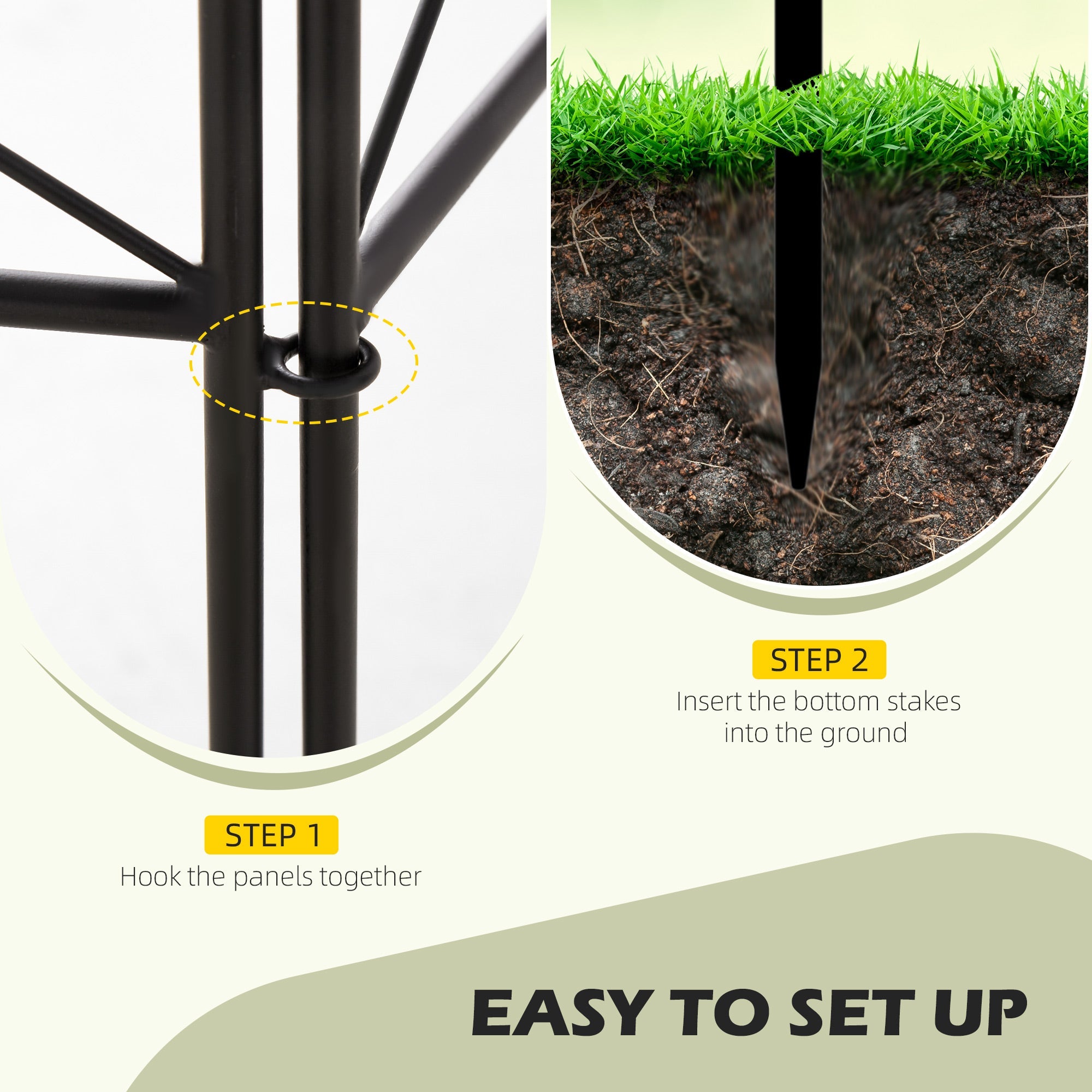 Outsunny 5-Pack Decorative Garden Fencing Linear 10-Feet Rustproof Metal Wire Border Panels 24 x 31-Inch Black