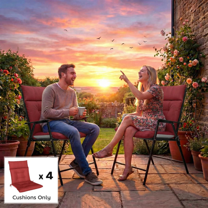 Patio Chair Cushions Set of 4, Waterproof Non-Slip Lounge Chair Cushions, 44"x21", Wine Red