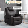 HOMCOM Massage Recliner Chair for Living Room with 8 Vibration Points, PU Leather Swivel Rocker Manual Reclining Chair with Cup Holders, Brown