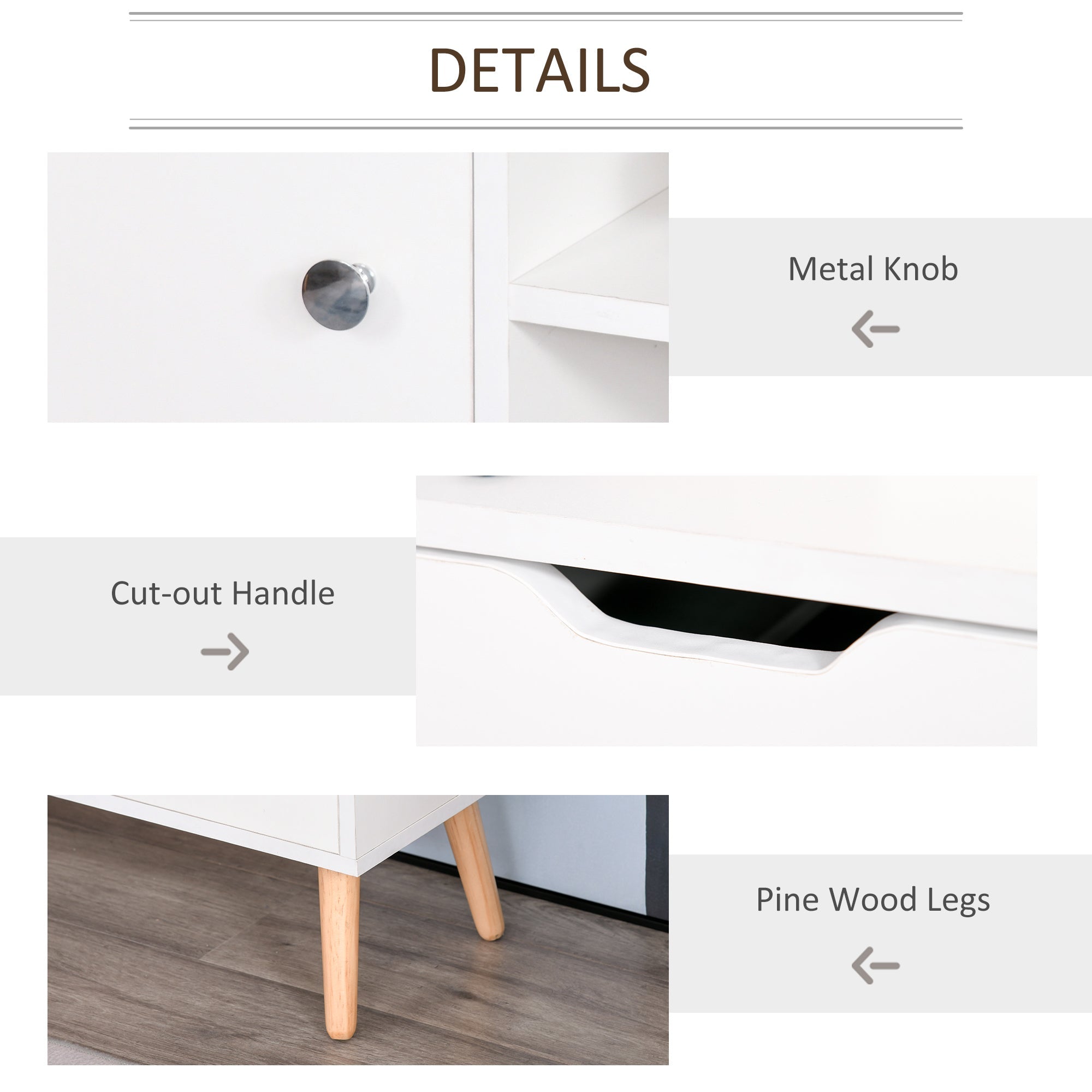 HOMCOM TV Cabinet: For up to 50" TVs, Shelves, Drawers, Cable Hole, White Entertainment Unit, Living Room