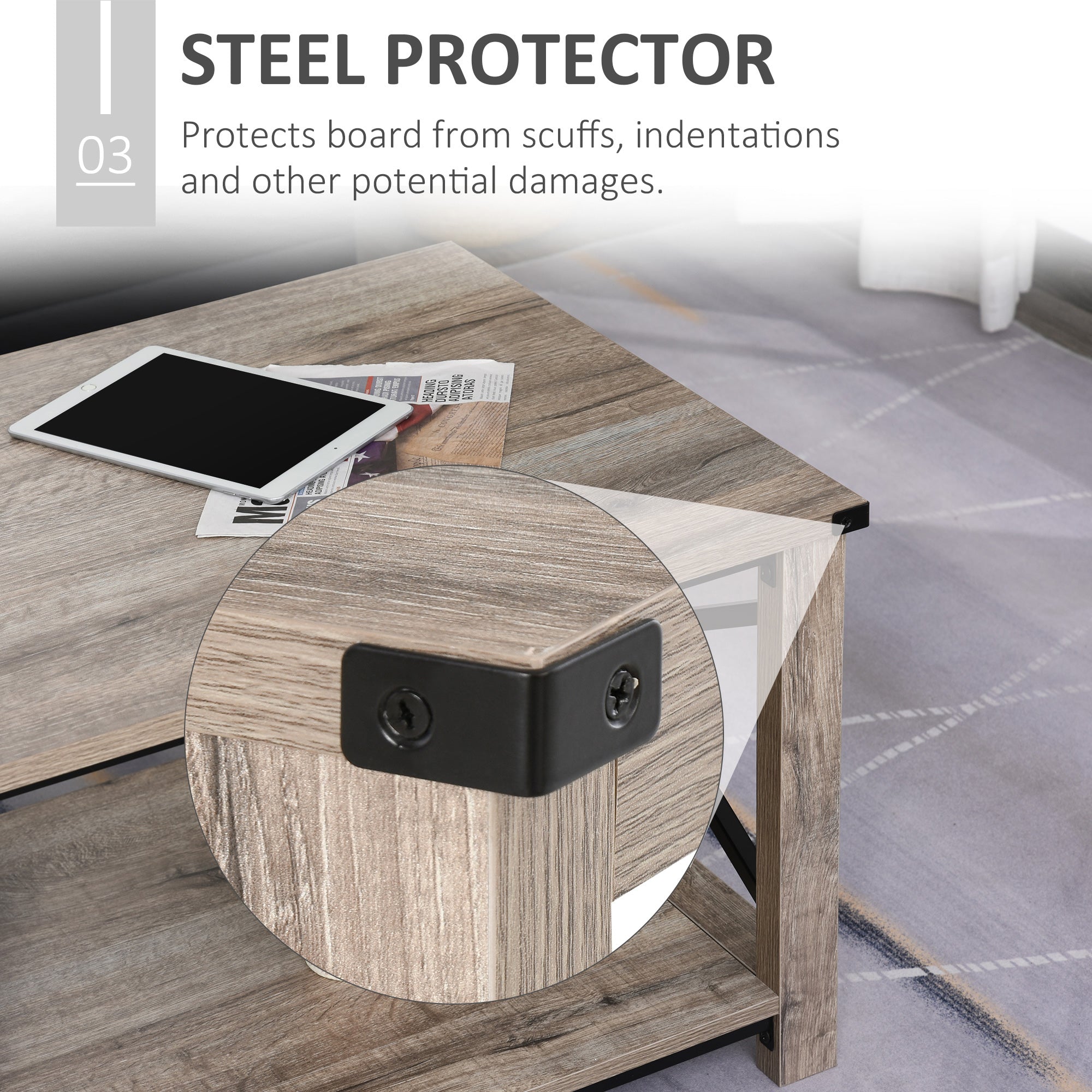 HOMCOM Tall Bathroom Cabinet: Scrolled Design with Drawer & Open Shelves, Brown Finish