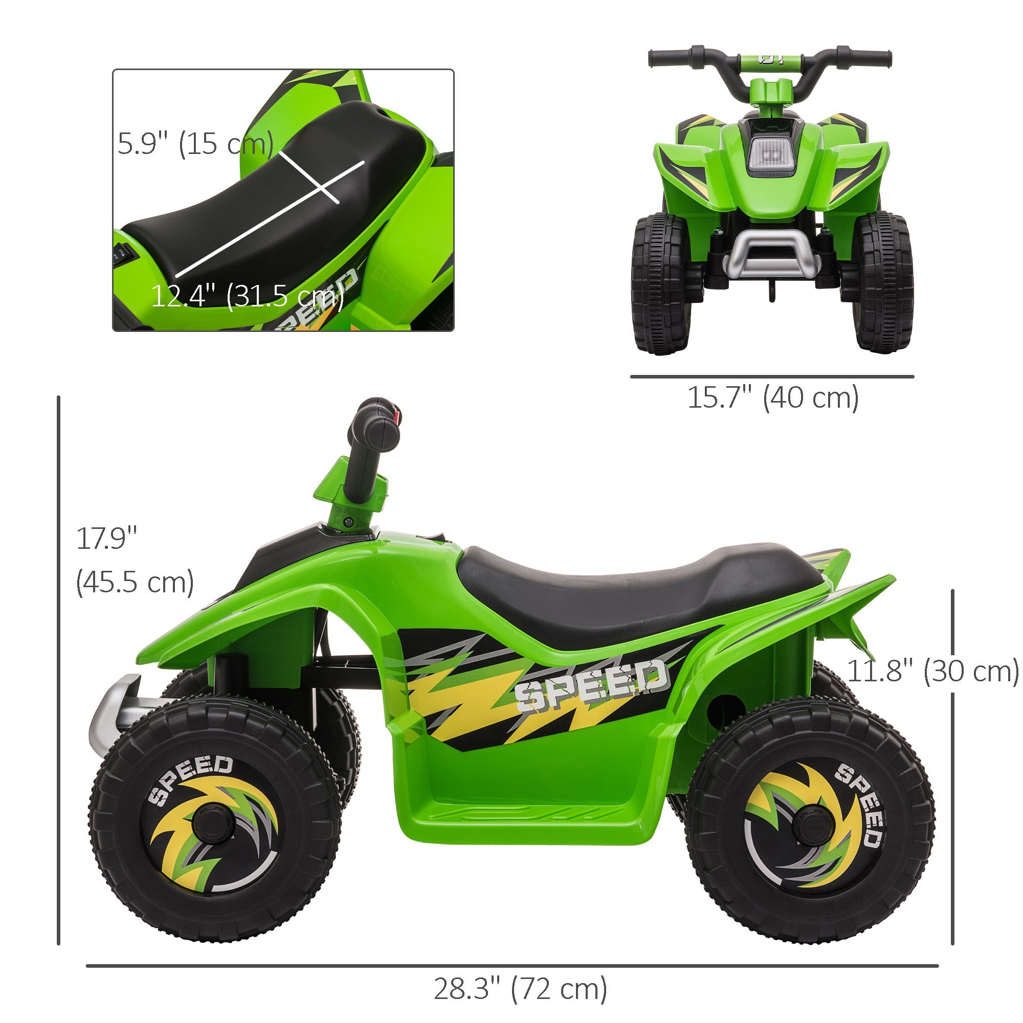 Aosom Kids Ride on ATV, 6V Battery Powered Quad Car with Forward, Reverse Switch, for Boys Girls 18-36 Months, Green