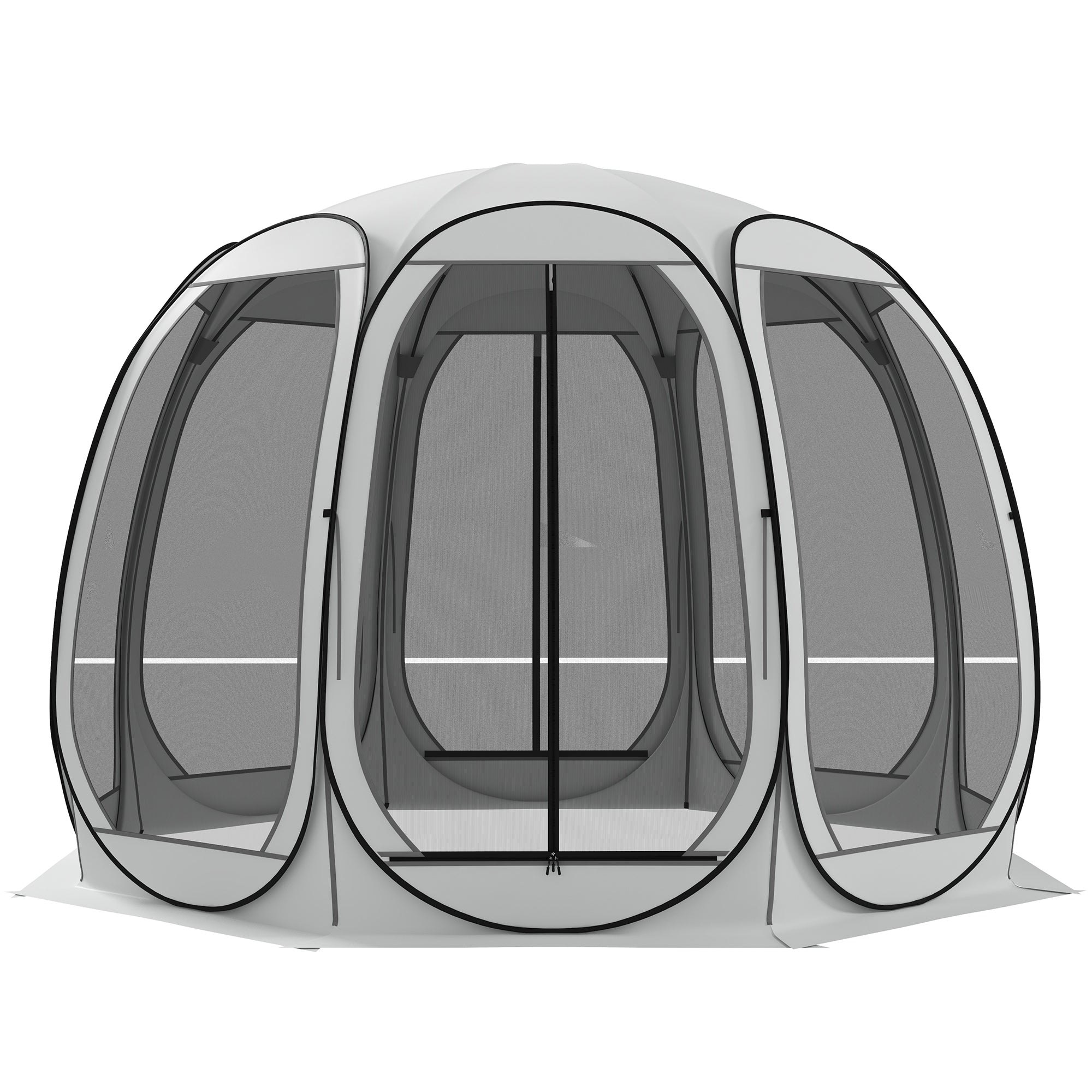 Outsunny 11' x 11.5' Screen Tent, Pop Up Camping Gazebo with Portable Carry Bag and 2 Doors, Cream White