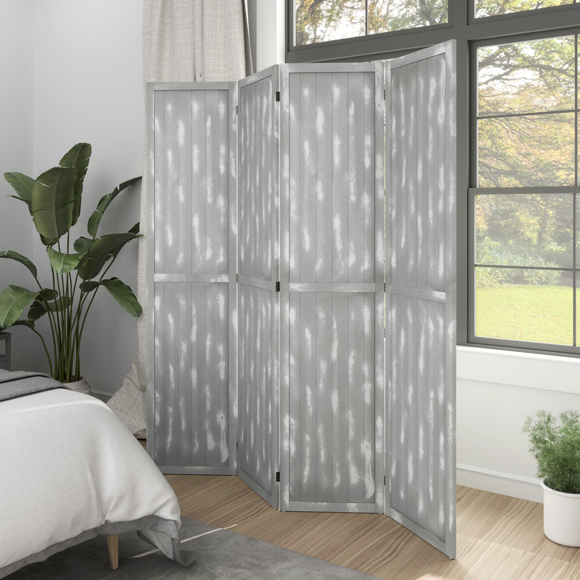 HOMCOM Screen Divider Room Divider Screen with Foldable Design for Indoor Bedroom Office 5.5' Grey