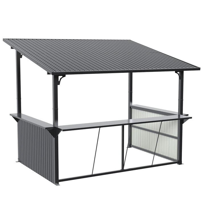 YODOLLA 10' x 12' Hardtop BBQ Gazebo with Bar Counter, Outdoor Grill Shelter & Entertainment Pavilion