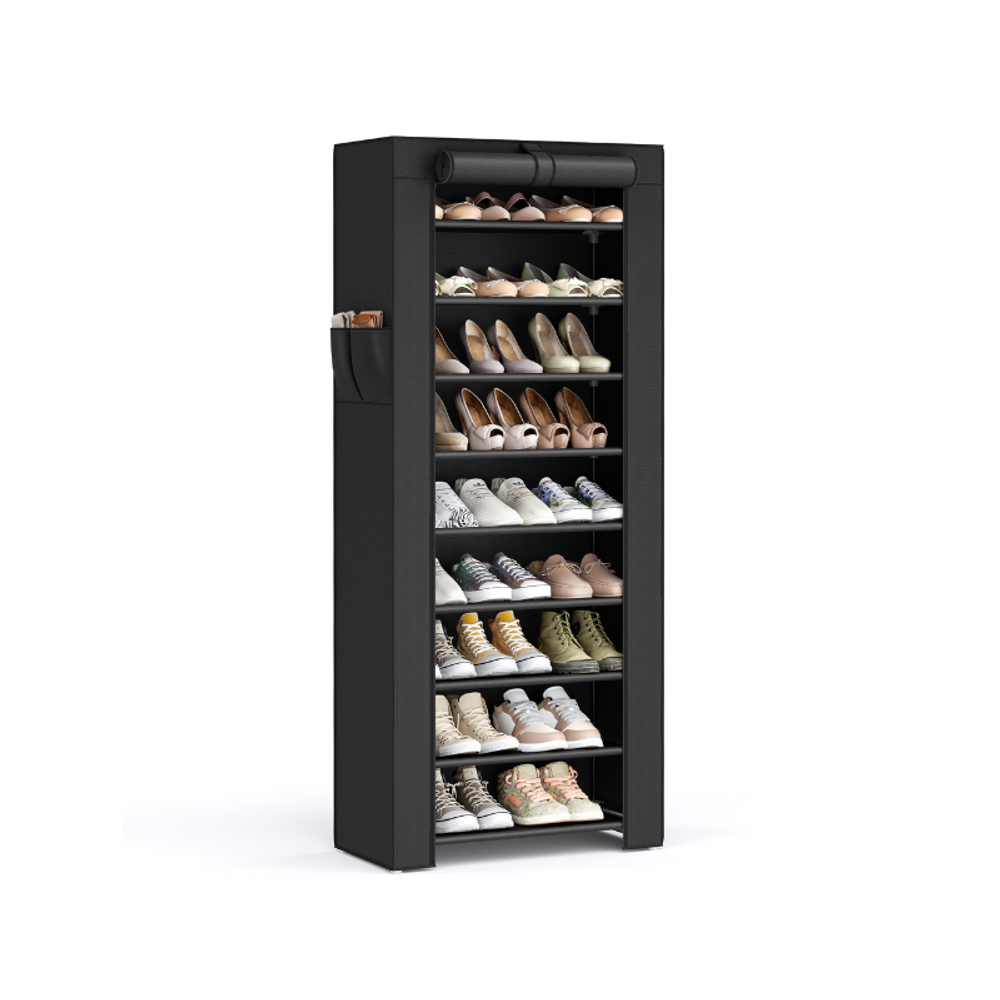 SONGMICS 9 Tier Shoe Rack with Nonwoven Fabric Cover
