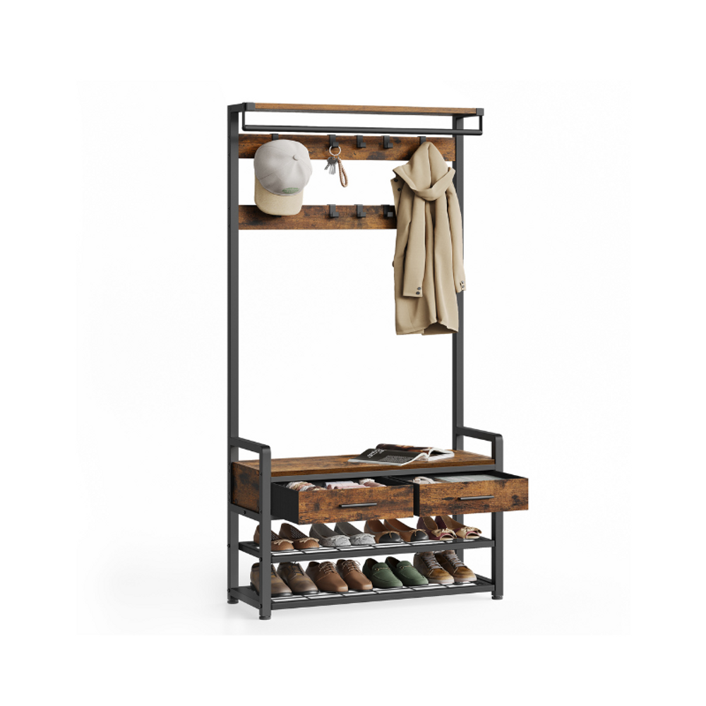 VASAGLE Hall Tree with Bench and Shoe Storage