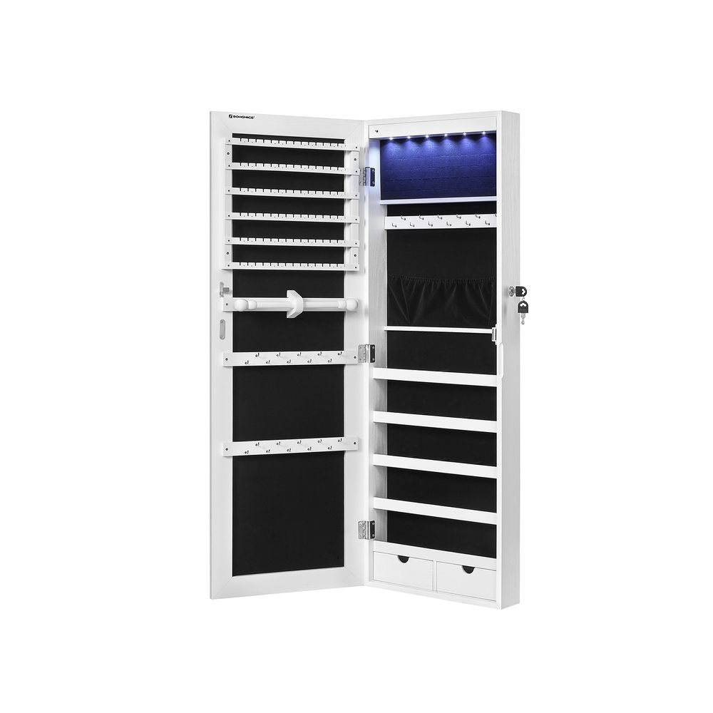 SONGMICS 42.5"H White Wall-mounted Jewelry Armoire Cabinet
