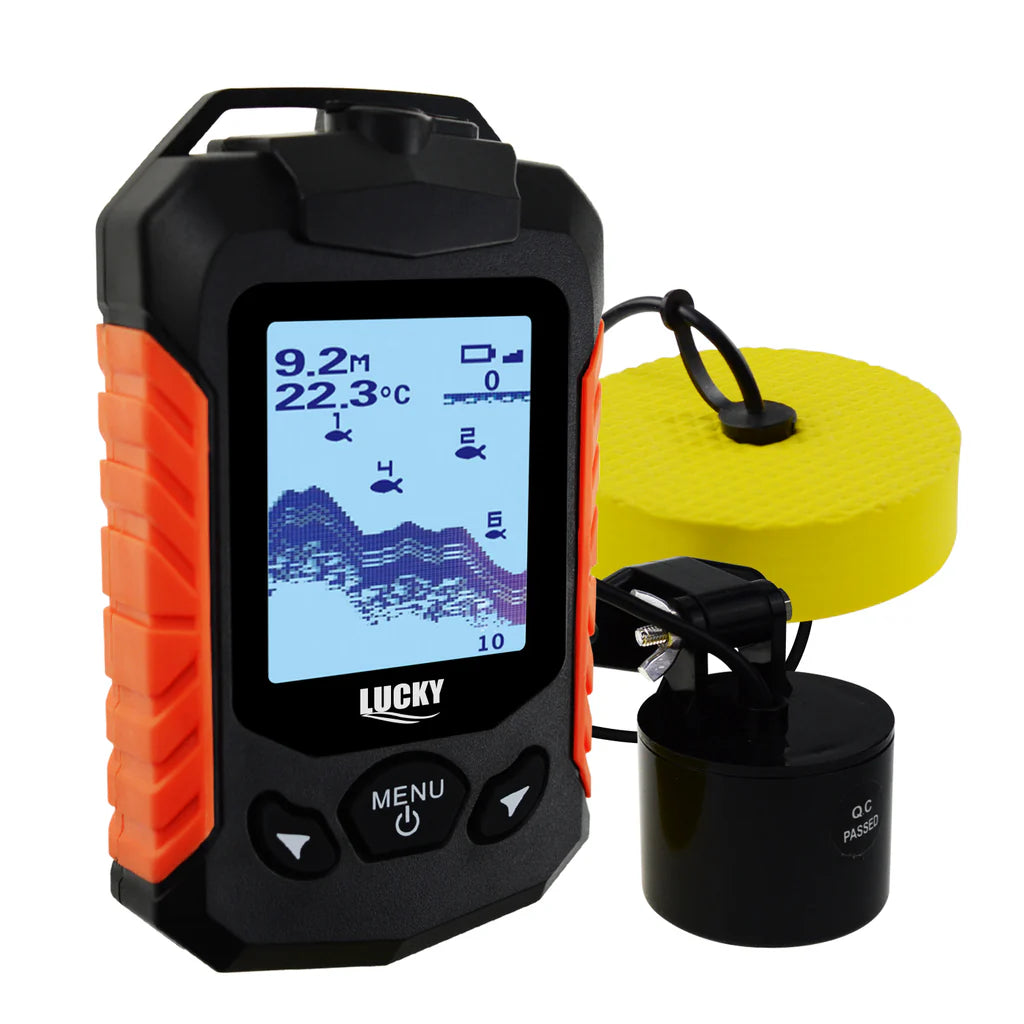FF-168D Portable Fish Finder, 328 ft Depth Detection, 2.2" LCD Display, Wired Sonar with Fish Alarm & Zoom