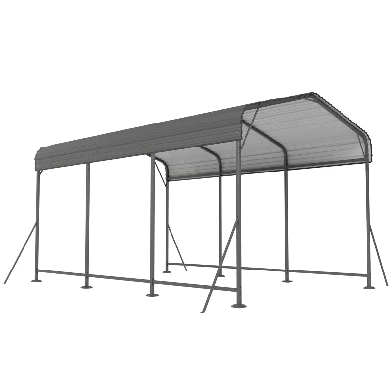 10 x 15FT Metal Carport, Heavy-Duty Carport Canopy with Reinforced Frame & Galvanized Steel Roof, Dark Grey