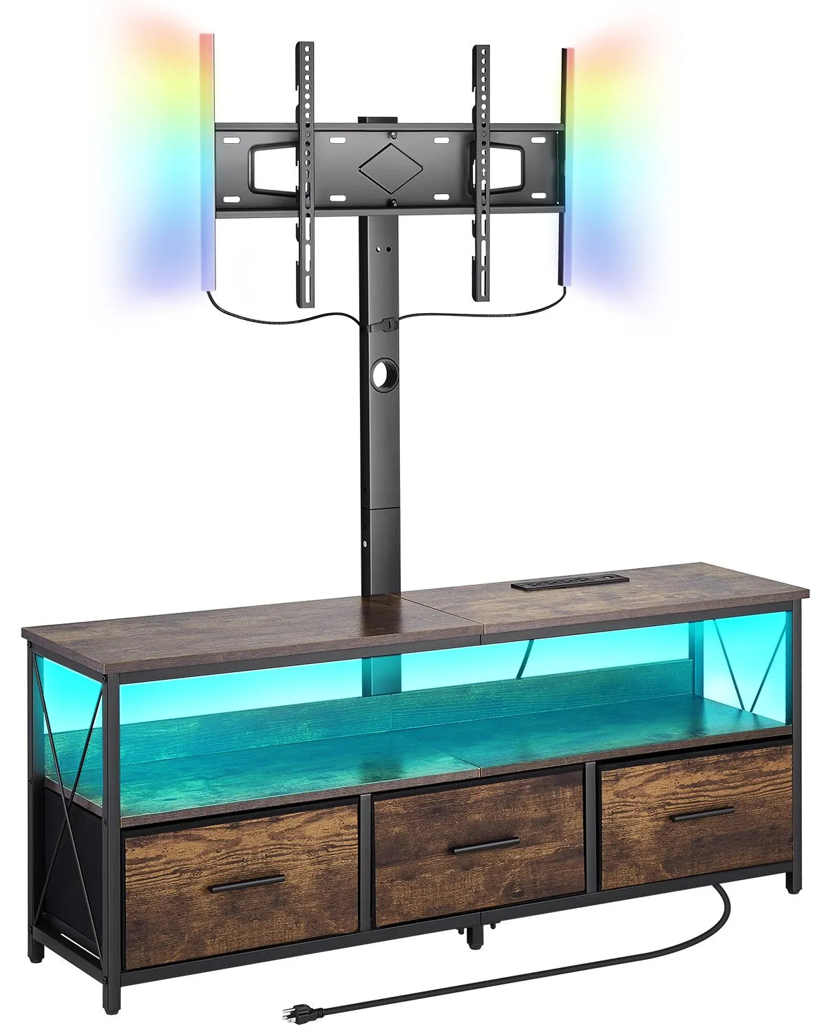 VEVOR 52" TV Stand with Mount for up to 75 in TVs with 3 Drawers & LED Lights