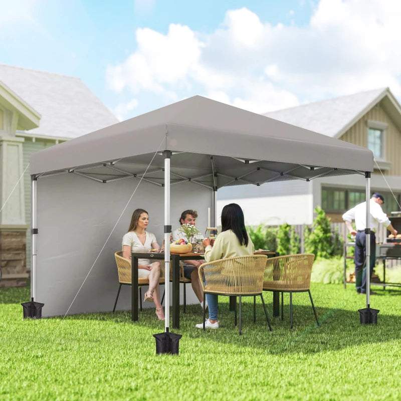 10' x 10' Pop Up Canopy with Sidewalls, Roller Bag, Height Adjustable Instant Tent for Outdoor, Garden, Patio, Grey