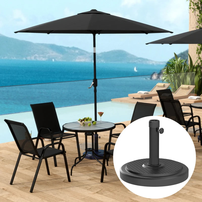 48 lbs Patio Umbrella Base Round HDPE Umbrella Base For 1.5" or 1.9" Outdoor Umbrella Poles Φ18.9" x 15.2" H Black