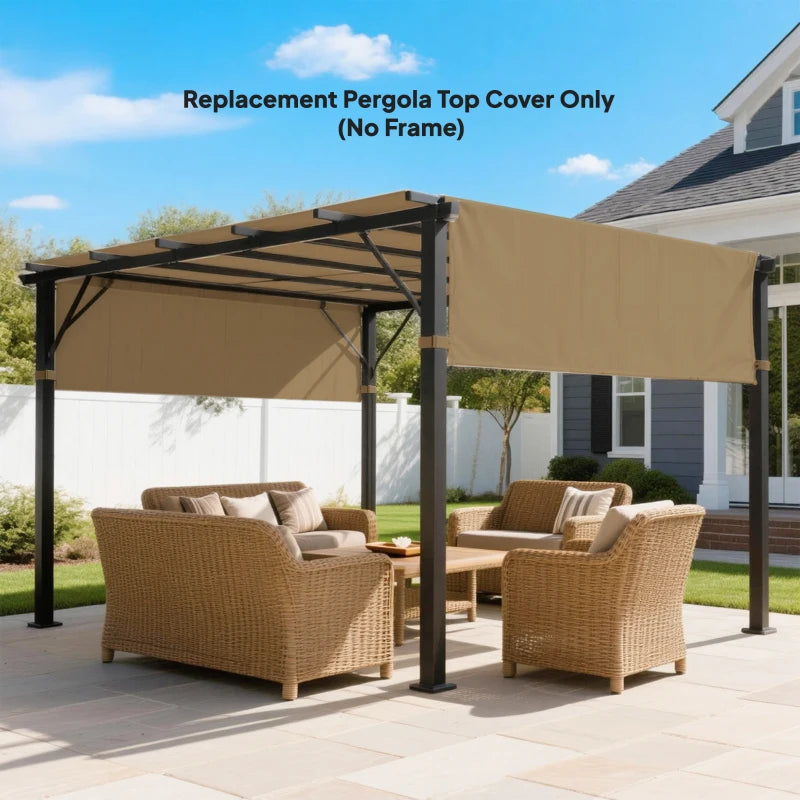 2 Pcs UV Protection Pergola Replacement Canopy, Pergola Shade Cover, Easy to Install, for 10' x 10' Pergola, Sand