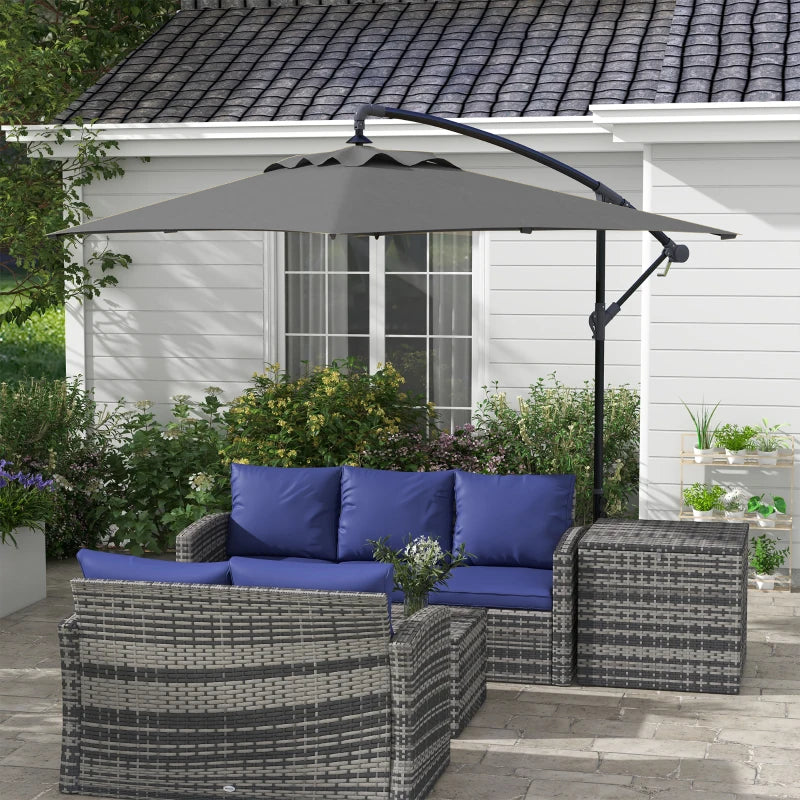 3(m) patio offset umbrella, with Cross Base - Dark Grey