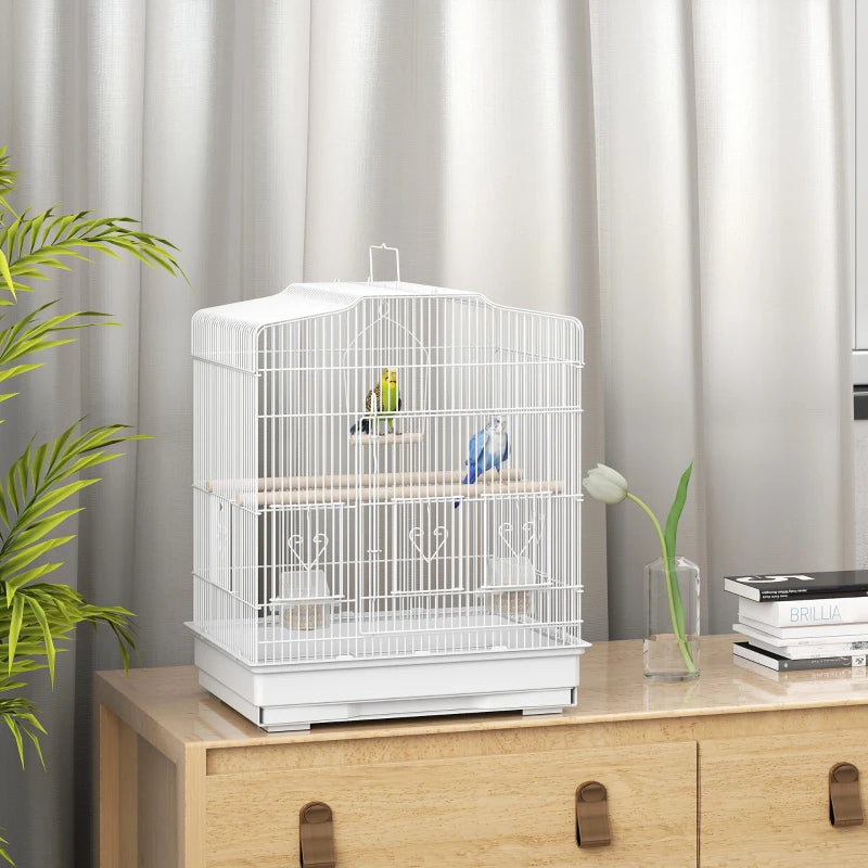 23" Bird Cage, Finches Canaries, Parrot Cage with Doors Perches, 2 Feeder Pet Supplies, White