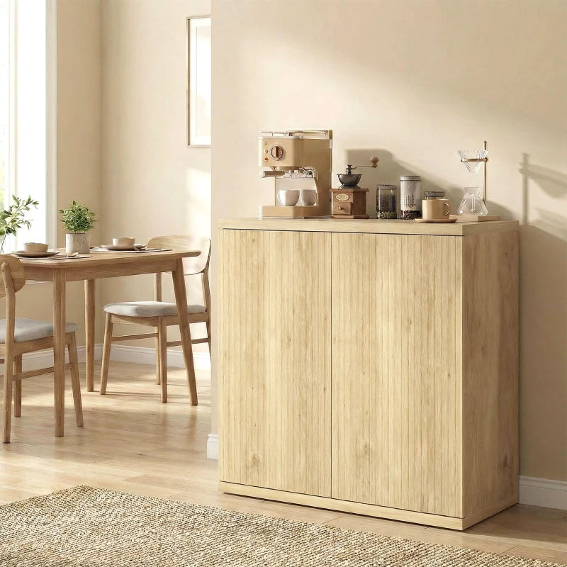 Sideboard Buffet Cabinet, 30.7" Modern Kitchen Storage Cabinet with Soft-Close Door and Adjustable Shelves, Oak