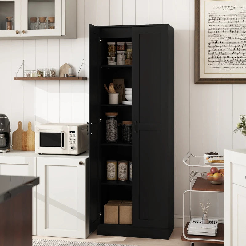 69" Tall Pantry Cabinet with Adjustable Shelves, Modern Kitchen Pantry Cabinet with Soft Close Doors, Black