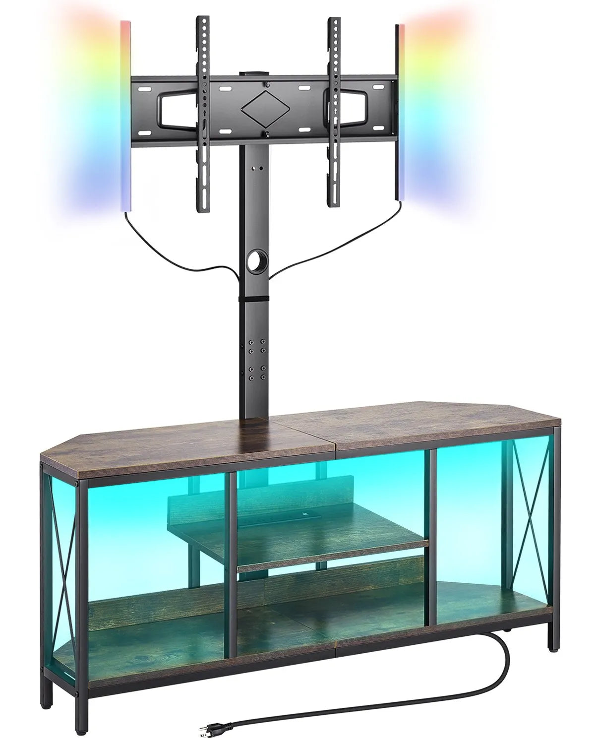 VEVOR 45" TV Stand with Mount for up to 75 in TVs with Power Outlet & LED Lights