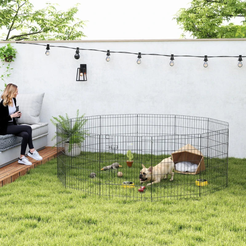 30inch Foldable Metal Exercise Pet Playpen Yard Dog Puppy Kennel Cage 12 Panel