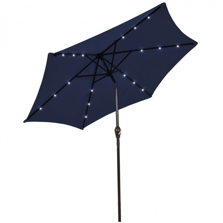 10 Feet Outdoor Patio Umbrella With Bright Solar LED Lights-Dark Blue