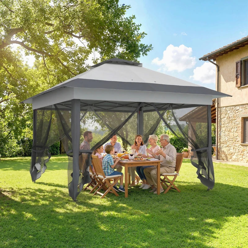 12' x 12' Foldable Pop-up Party Tent Instant Canopy Sun Shade Gazebo Shelter with Steel Frame, Dark Grey