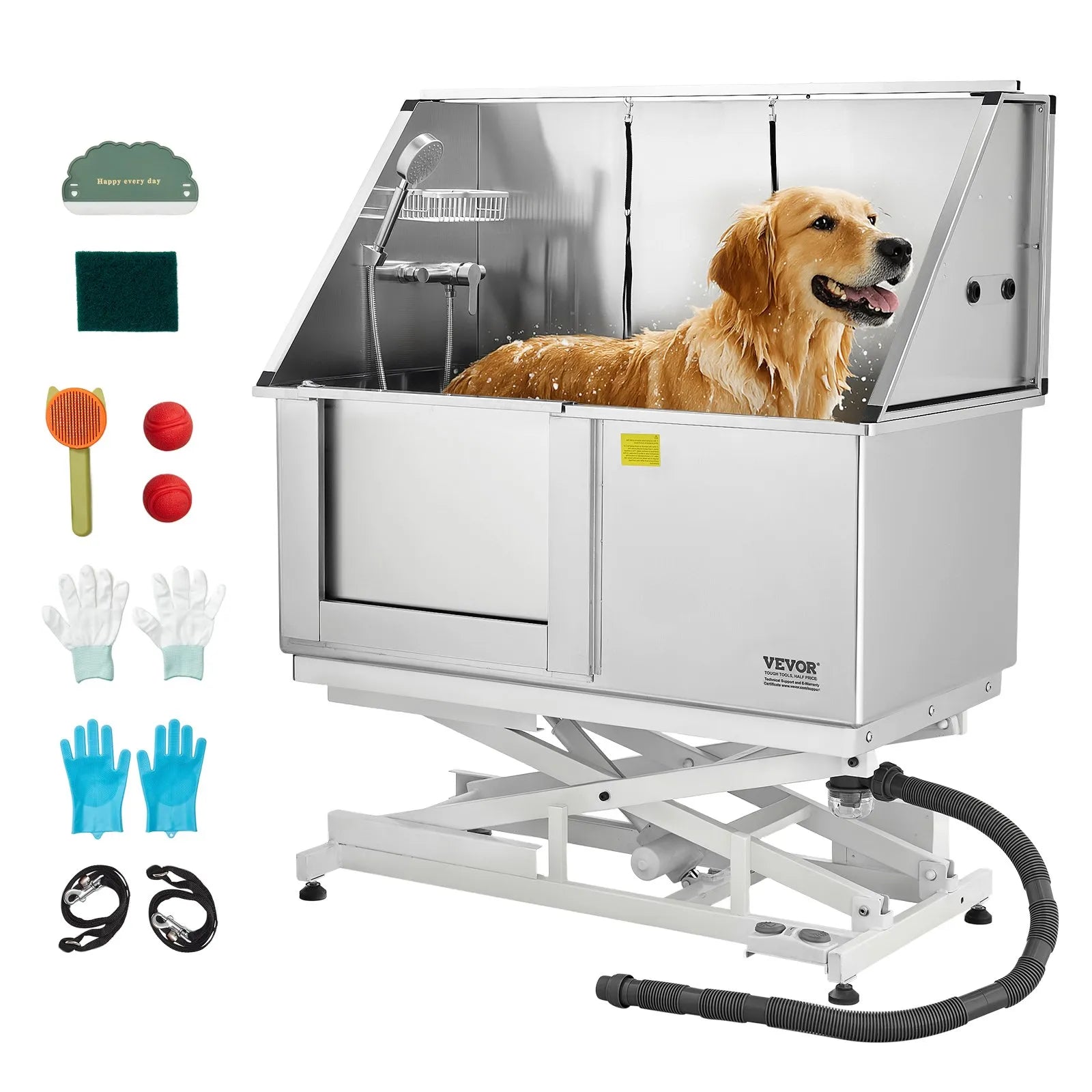 VEVOR 50inch Electric Dog Grooming Bath Tub Stainless Steel w Water Filter Left