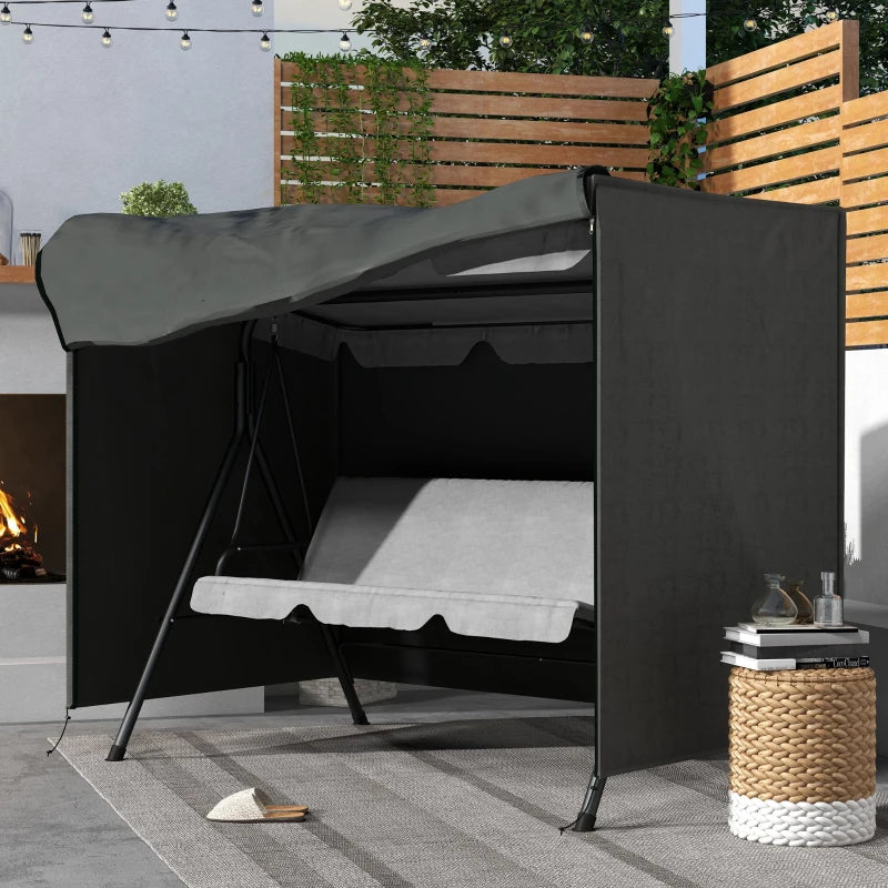 3-Seater Patio Swing Cover, Outdoor Garden Furniture Protection Hammock Glider Cover, 81" x 49" x 65", Dark Grey