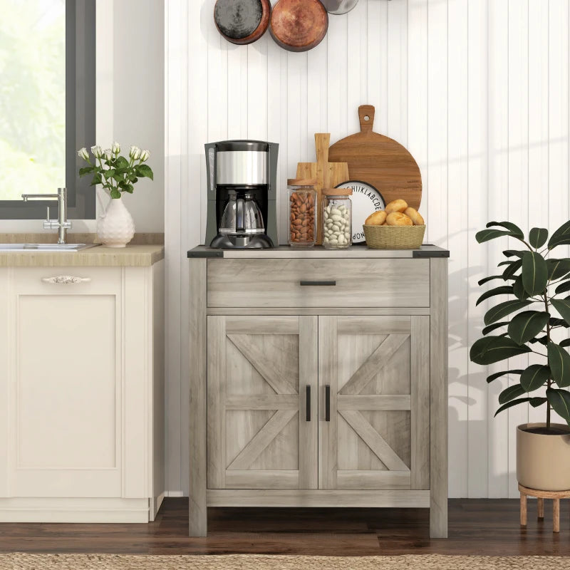 Sideboard Buffet Cabinet, Farmhouse Kitchen Storage Cabinet w/ Drawer and Shelf for Living Room, Entryway
