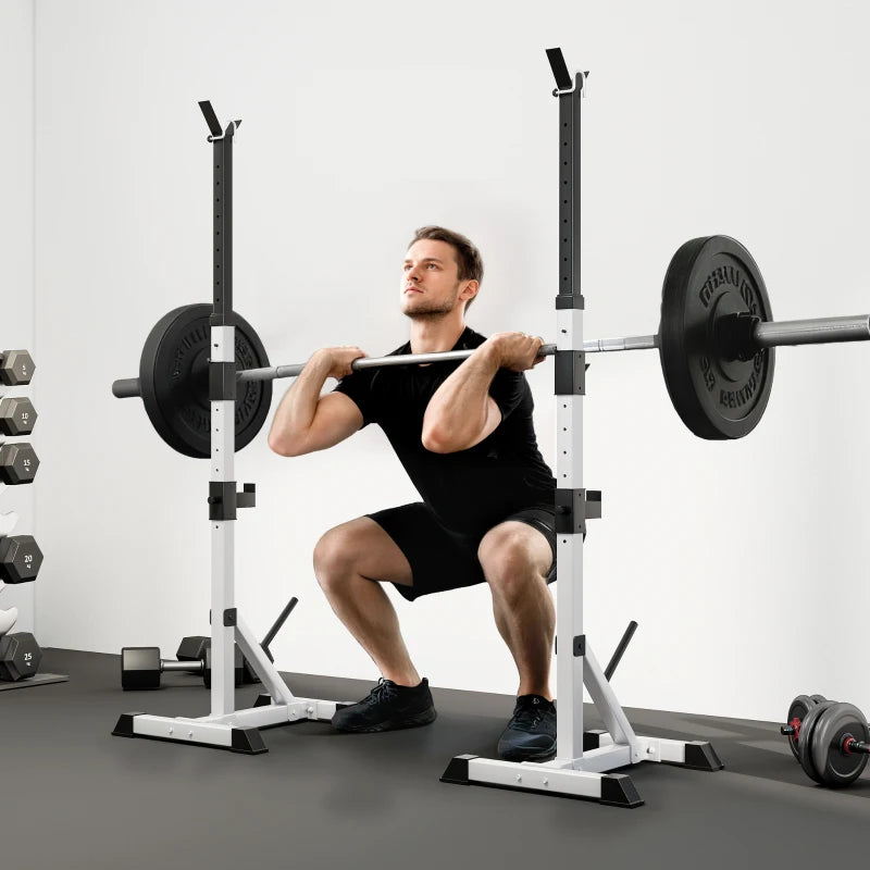 Soozier 2-Piece Barbell Rack, 53.5"-69.3" Height Adjustable Squat Rack Bench Press Rack, 440LBS Capacity