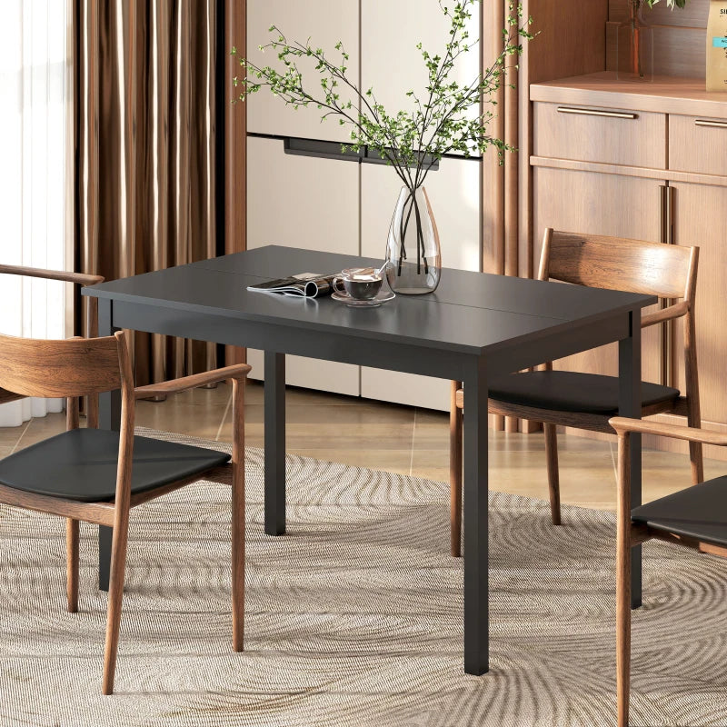 47" x 30" Dining Table, Farmhouse Dining Room Table with Pine Wood Frame, Space Saving Kitchen Table, Black