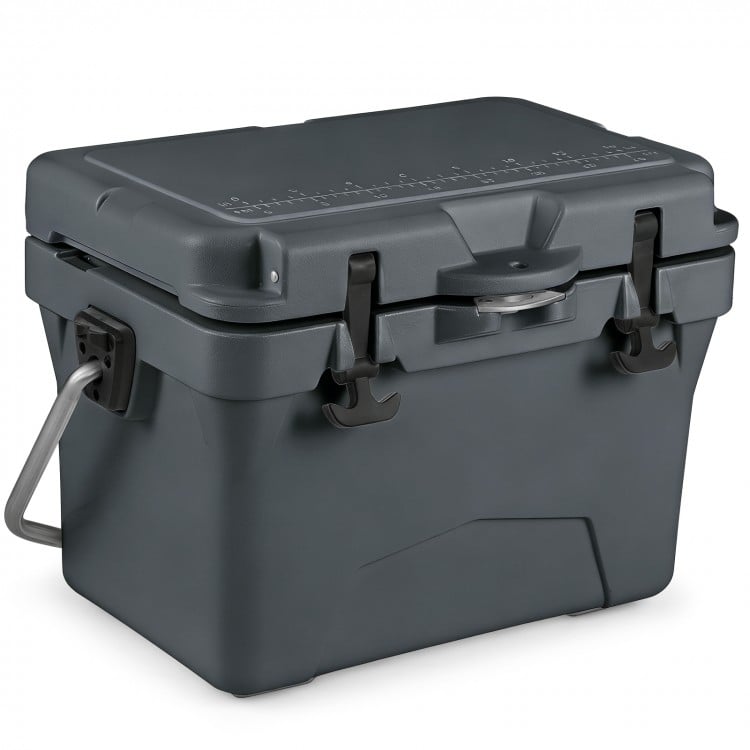 20 Quart Portable Hard Cooler with Built-in Ruler and Bottle-Gray