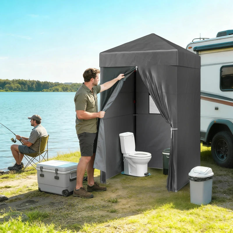 4 x 4 ft Compact Pop Up Canopy Tent, UPF 50+ Changing Room, Portable Instant Privacy Canopy with Mesh Window, Dark Grey