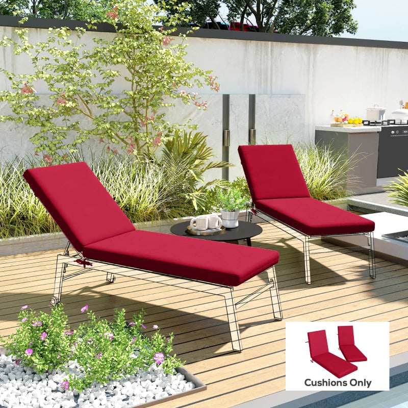 2-Piece Back and Seat Cushion Pillows Replacement, Patio Chair Cushions Set with Ties for Indoor Outdoor, Wine Red