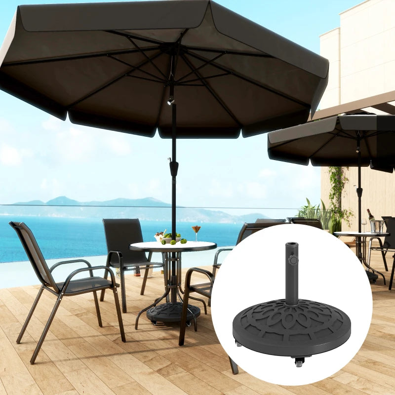46lbs Resin Round Patio Umbrella Base with Wheels, Umbrella Stand Base, Heavy Duty Patio Umbrella Holder, Black
