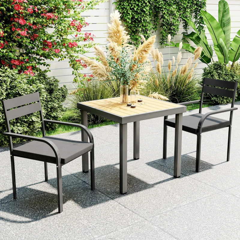 2 Piece Outdoor Dining Chairs with Aluminum Frame, Soft Cushion, for Deck, Garden, Balcony, Poolside, Grey