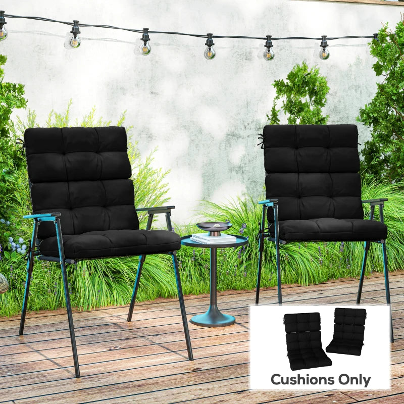 2-Piece Back Seat Cushion Replacement, Outdoor Patio Chair Cushions Set with Ties, Button Tufted, Black