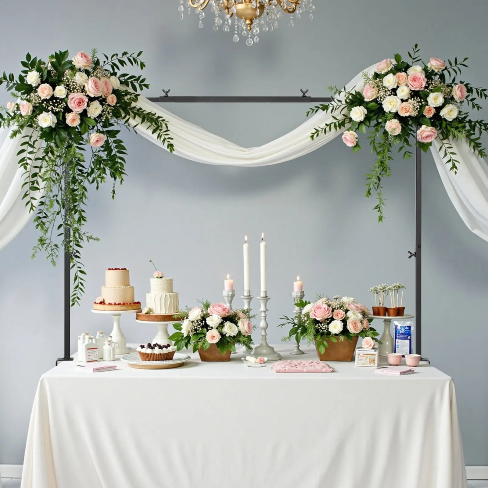 VEVOR 2Pcs Over The Table Rod Stand Arch Frame 28-98 in L Adjustable Clamp Décor