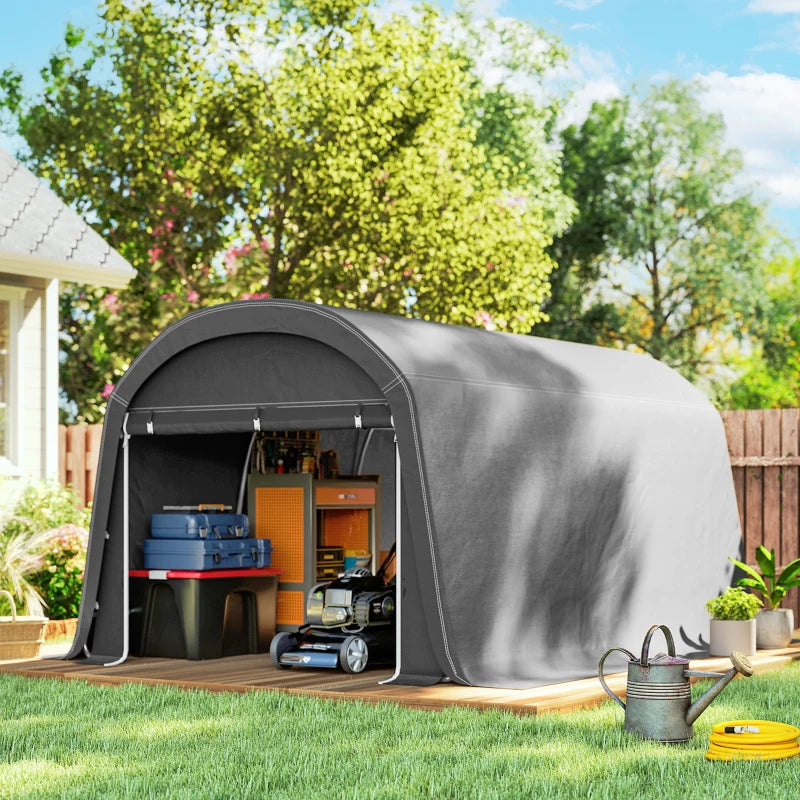 10' x 15' Portable Shed, Outdoor Storage Shed Tent with Roll-Up Zipper Door for Patio Garden Garage, Dark Grey