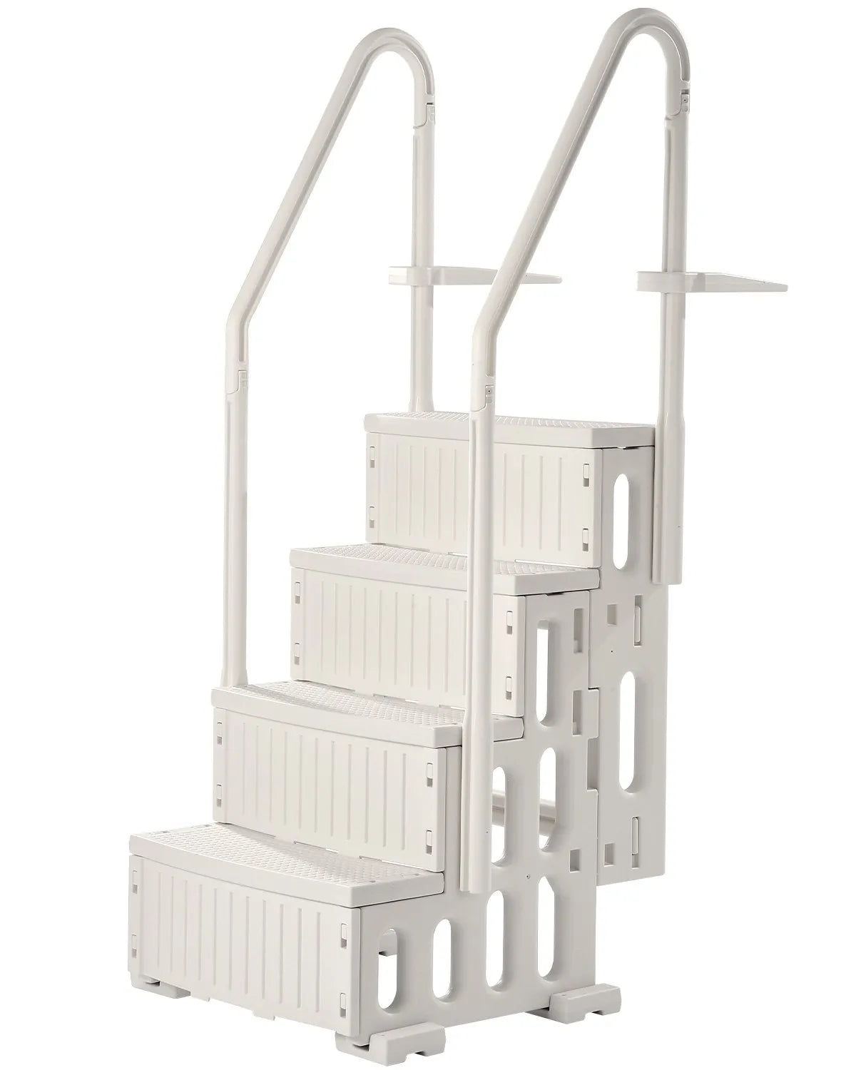 VEVOR 4-Step White Pool Ladder of 2 Handrails Supports 400 lb for 48-54 In Pools