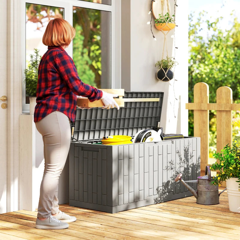 120 Gallon Resin Deck Box, Lockable Outdoor Storage Box, Splash-Resistant & UV Resistant Patio Storage Container