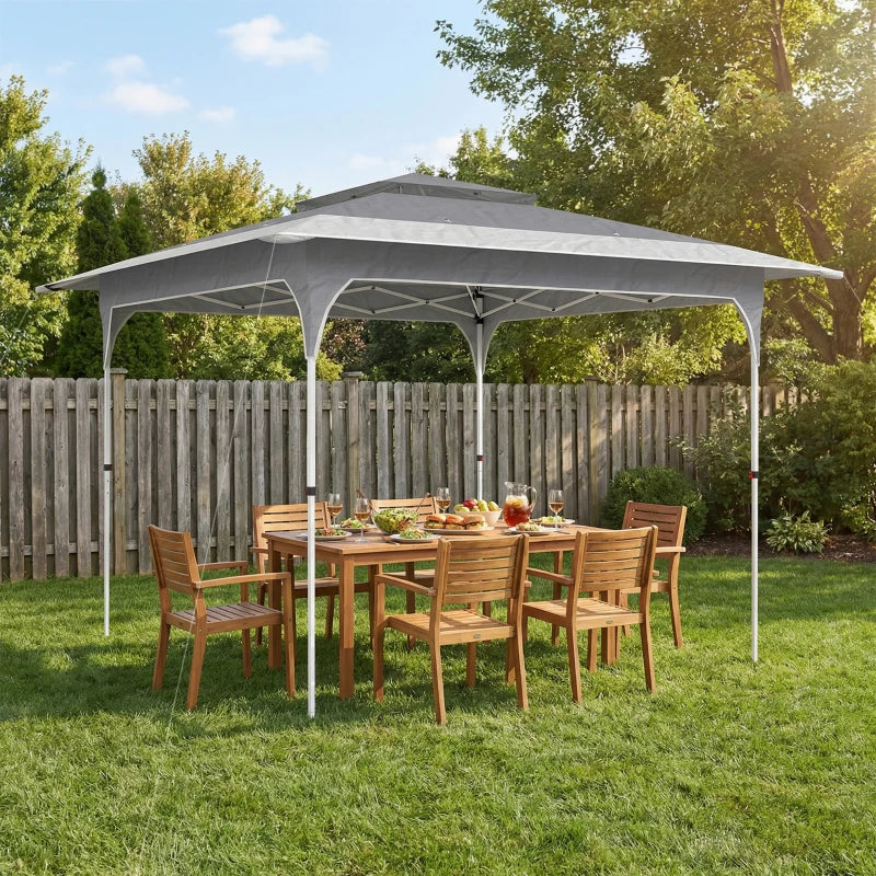 11.5 x 11.5 ft Pop Up Canopy Tent with 1-Button Push Easy Setup, UPF 50+ 2-Tier Instant Canopy with Carry Bag, Dark Grey