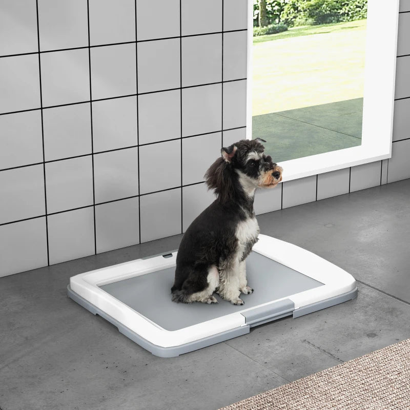 25" x 19" Pee Pad Holder, Dog Potty Tray for Indoor Outdoor, Easy to Clean Dog Training Toilet Pee Pad Tray, Grey