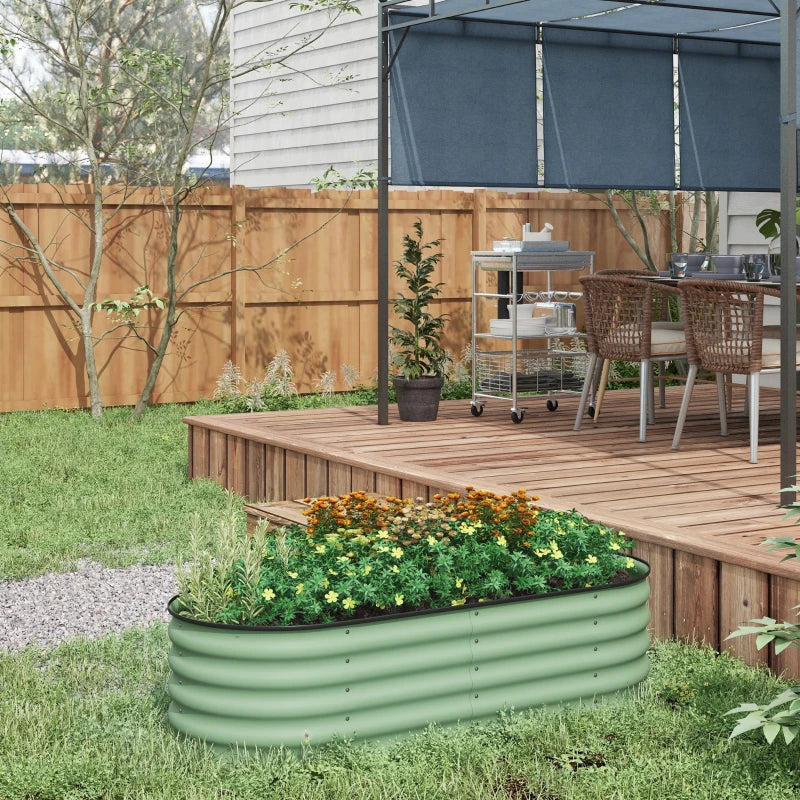 5 x 2 x 1.5 FT Galvanized Steel Raised Garden Bed, Metal Garden Bed Planter Box with Safety Edging, Green